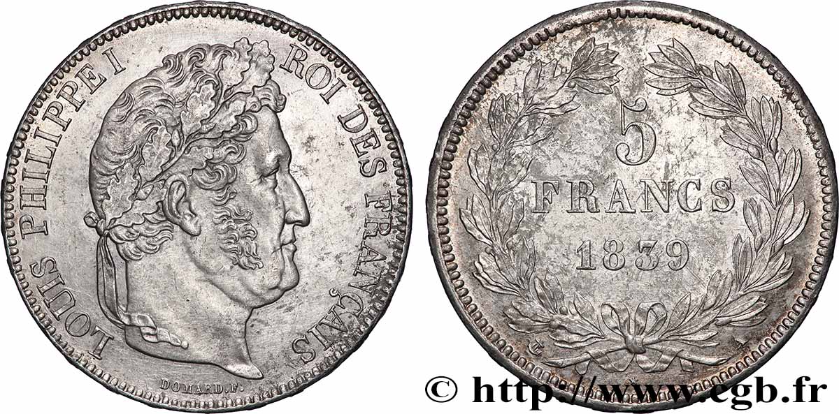 5 francs, IIe type Domard 1839 Paris F.324/75 TTB 