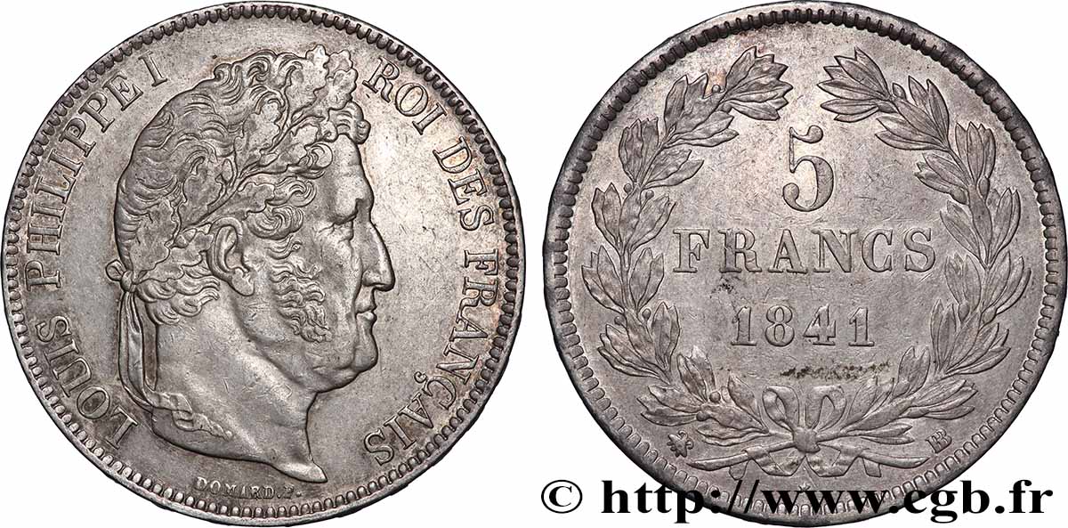 5 francs IIe type Domard 1841 Strasbourg F.324/92 TTB+ 