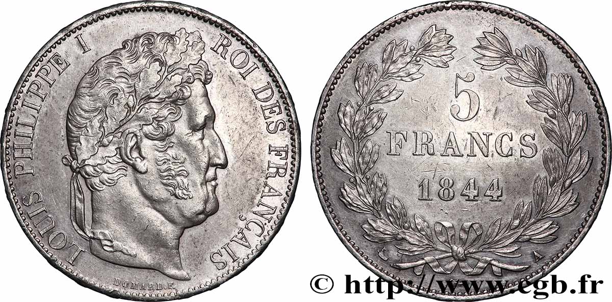 5 francs IIIe type Domard 1844 Paris F.325/1 TTB+ 