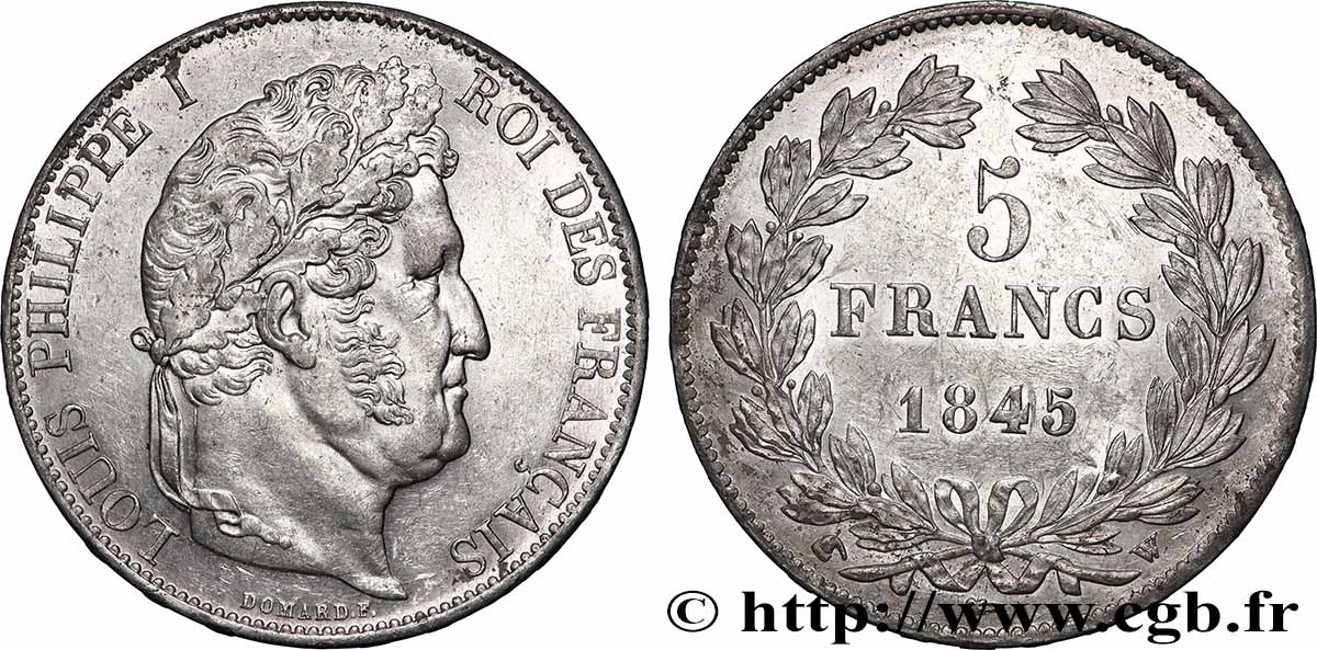 5 francs IIIe type Domard 1845 Lille F.325/9 TTB+ 