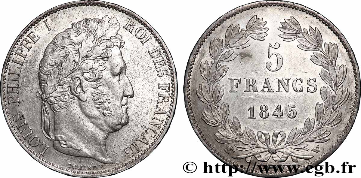 5 francs IIIe type Domard 1845 Lille F.325/9 TTB 