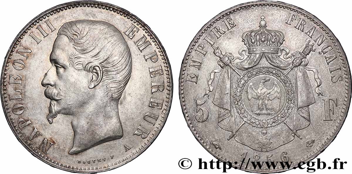 5 francs Napoléon III, tête nue 1856 Paris F.330/6 TTB+ 