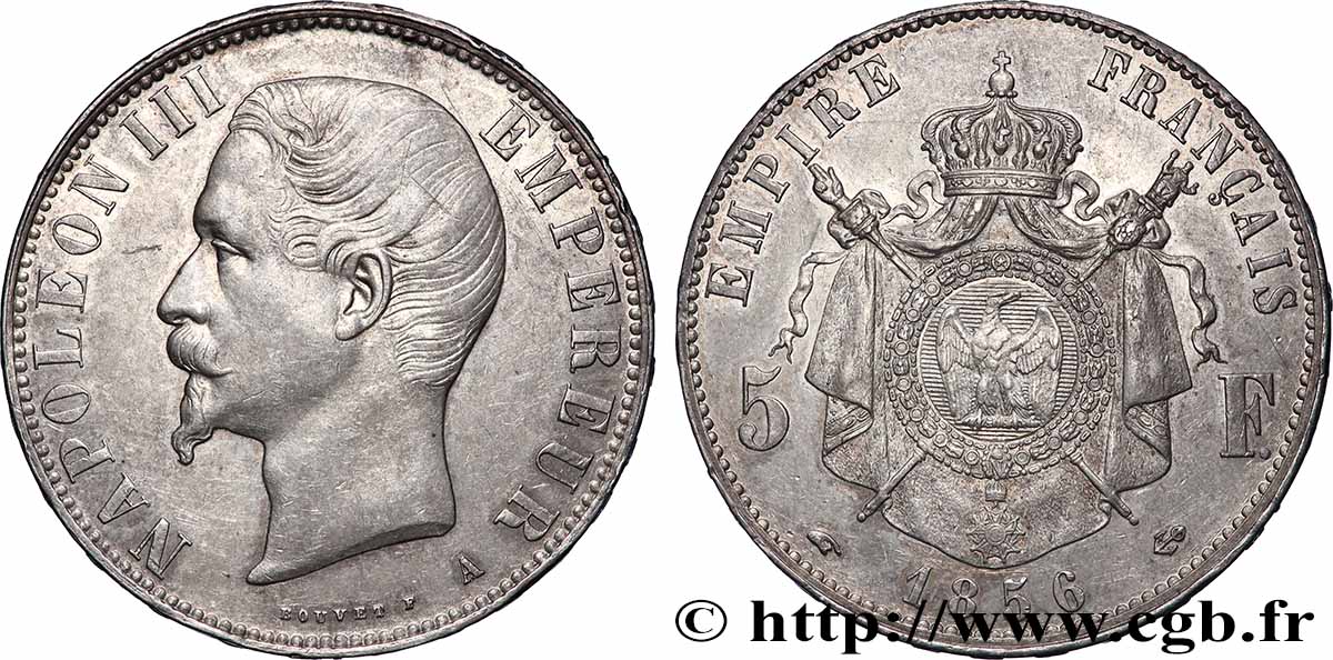 5 francs Napoléon III, tête nue 1856 Paris F.330/6 TTB+ 