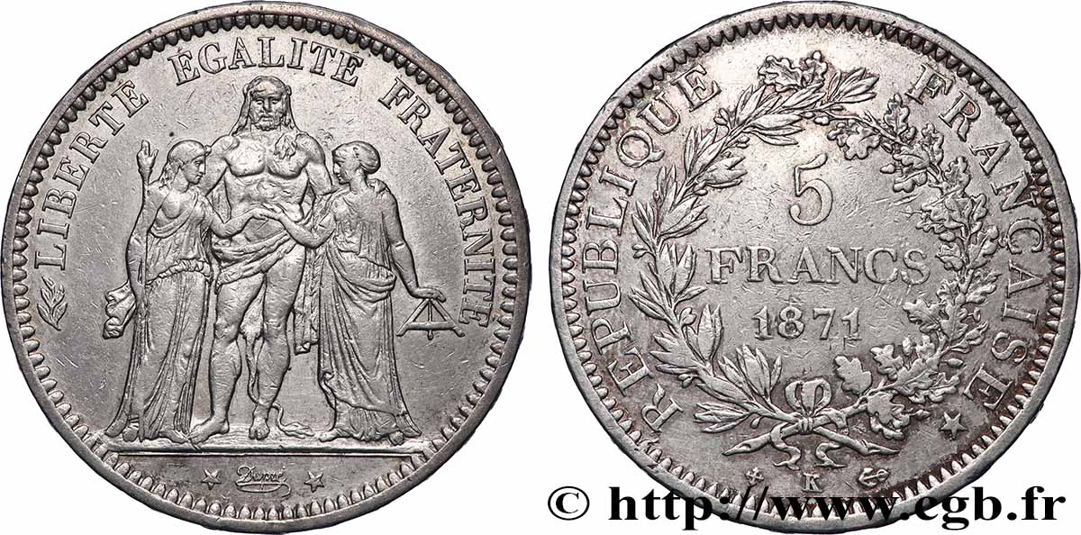 5 francs Hercule 1871 Bordeaux F.334/5 TTB 