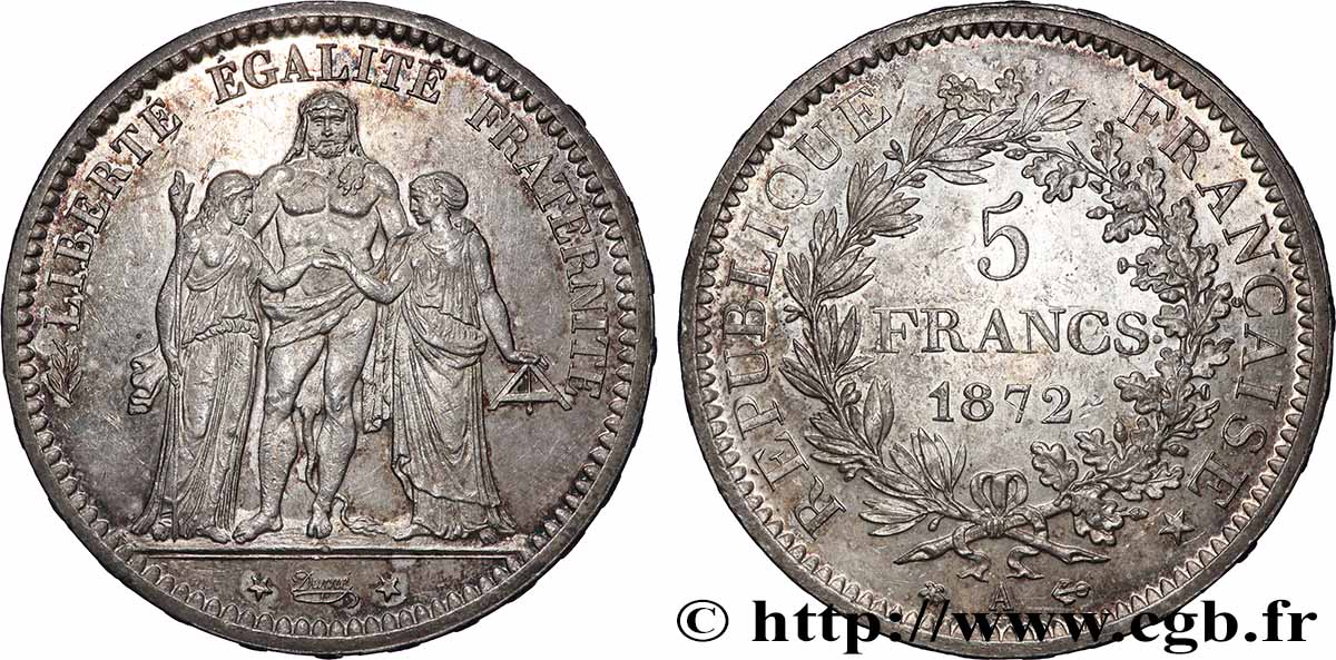 5 francs Hercule 1872 Paris F.334/6 SUP 