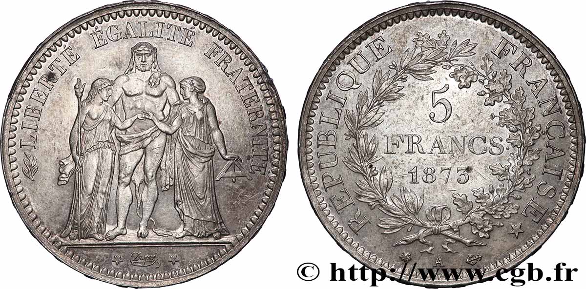 5 francs Hercule 1873 Paris F.334/9 SUP+ 