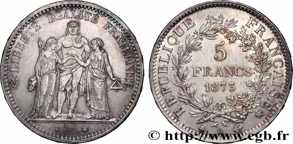 5 francs Hercule 1873 Paris F.334/9 SUP+ 