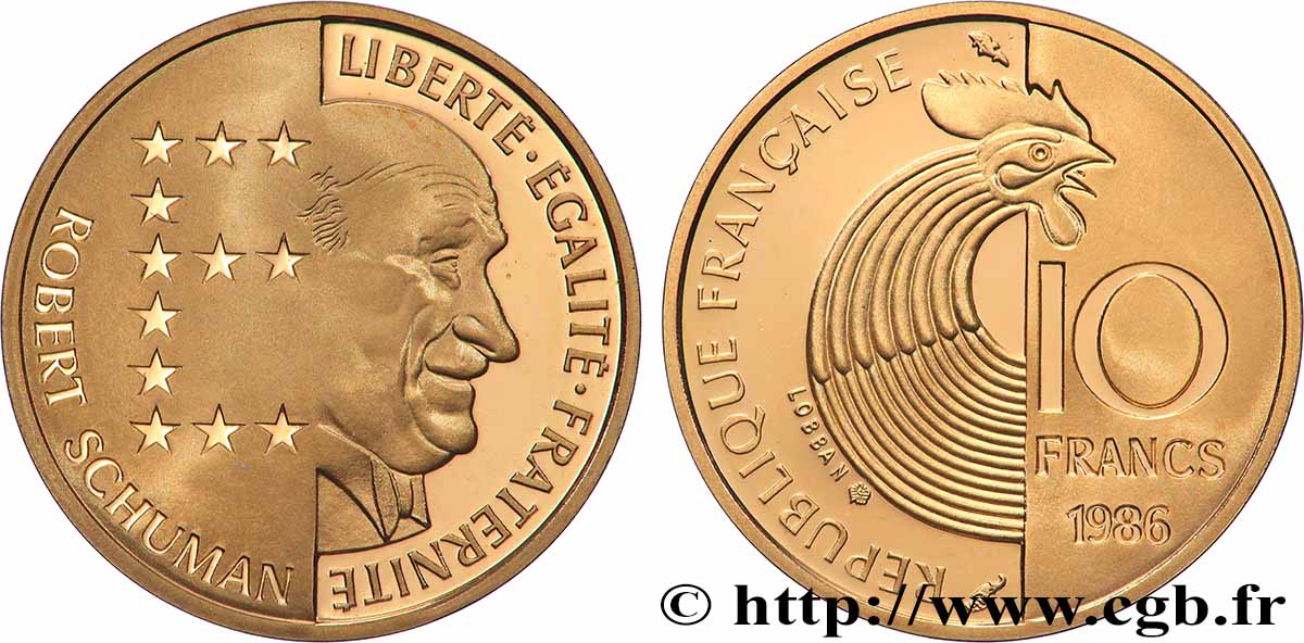 Belle Épreuve Or 10 francs - Schuman 1986  F5.1303 1 FDC 