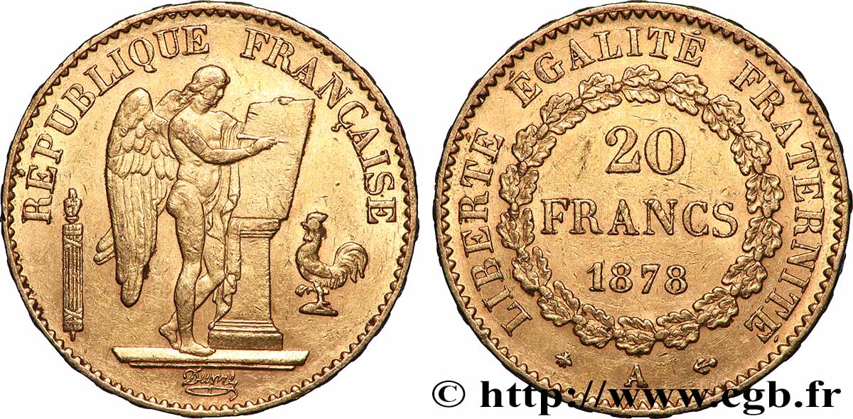 20 francs génie, Troisième république 1878 Paris F.533/6 XF 