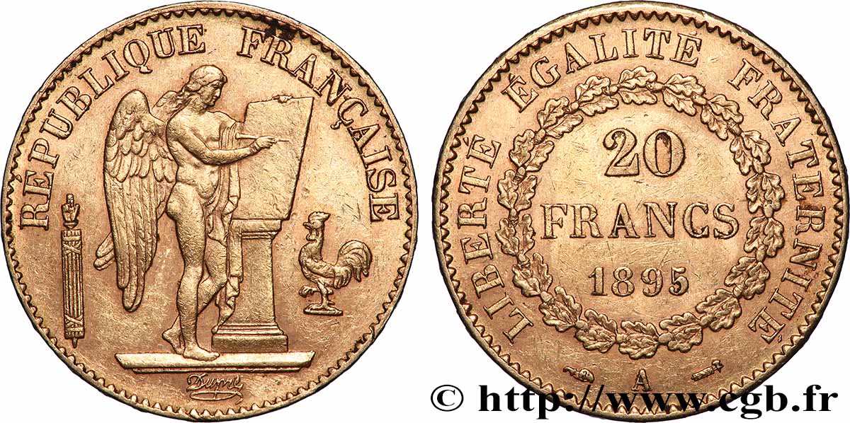 20 francs or Génie, IIIe République 1895 Paris F.533/19 TTB+ 