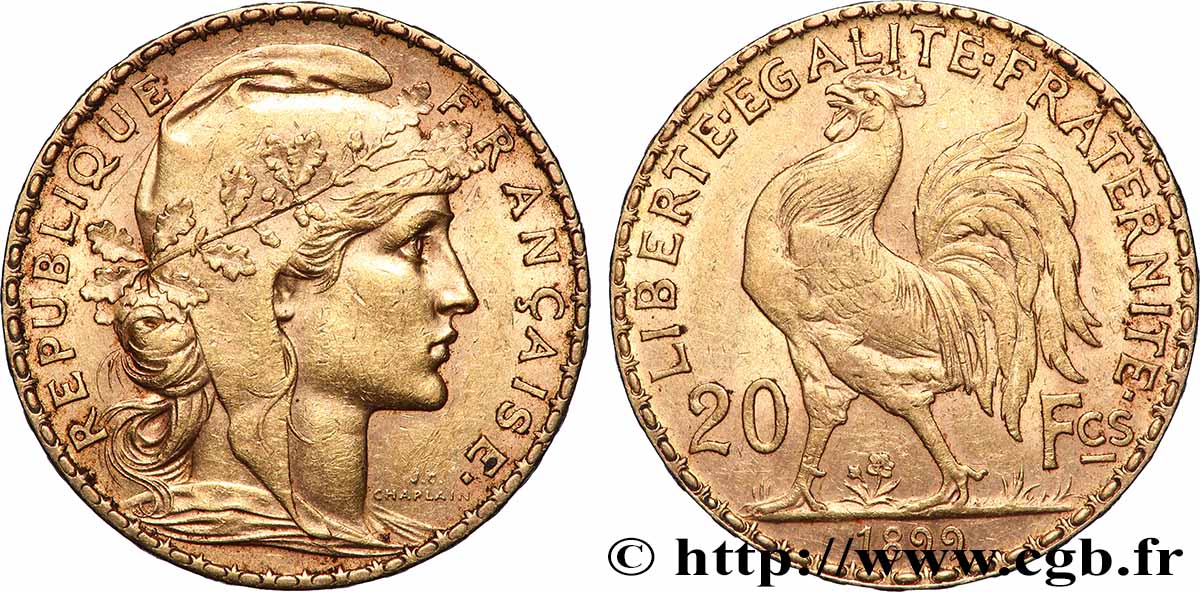 20 francs or Coq, Dieu protège la France 1899 Paris F.534/2 TTB+ 
