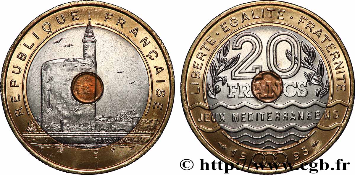 20 francs Jeux Méditerranéens 1993 Pessac F.404/2 AU 