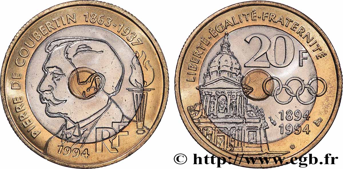 20 francs Pierre de Coubertin 1994 Pessac F.405/2 MS 