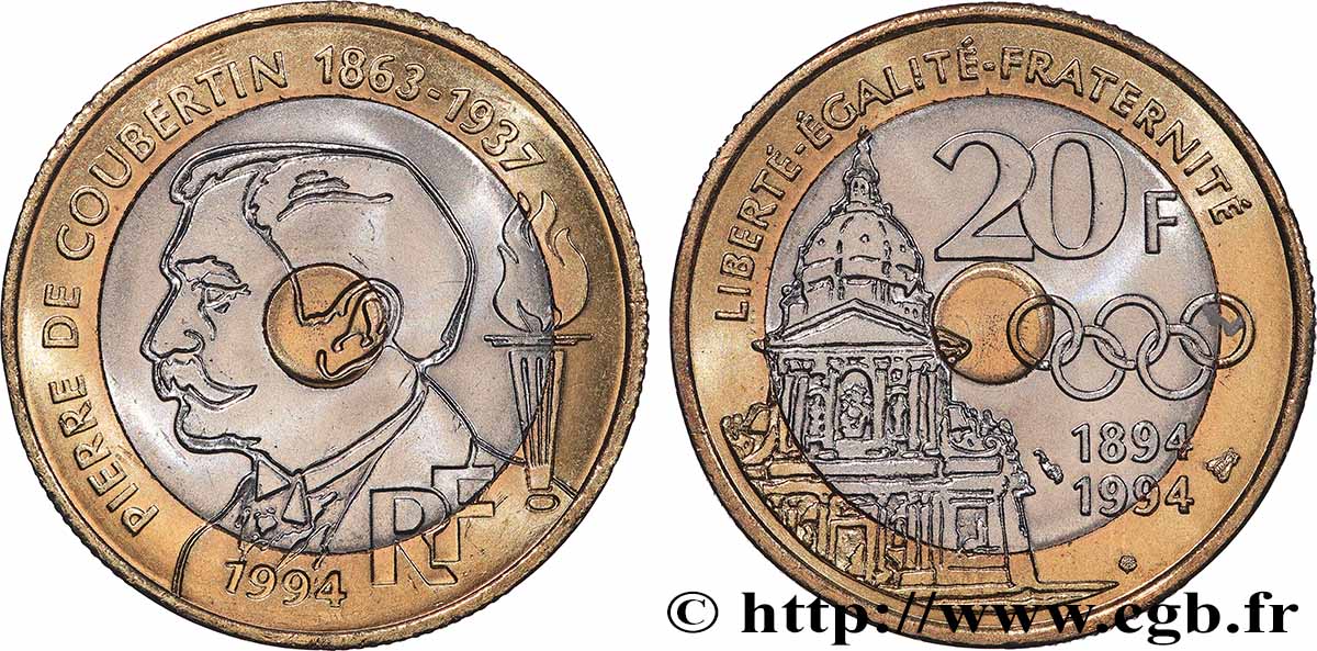20 francs Pierre de Coubertin 1994 Pessac F.405/2 MS 