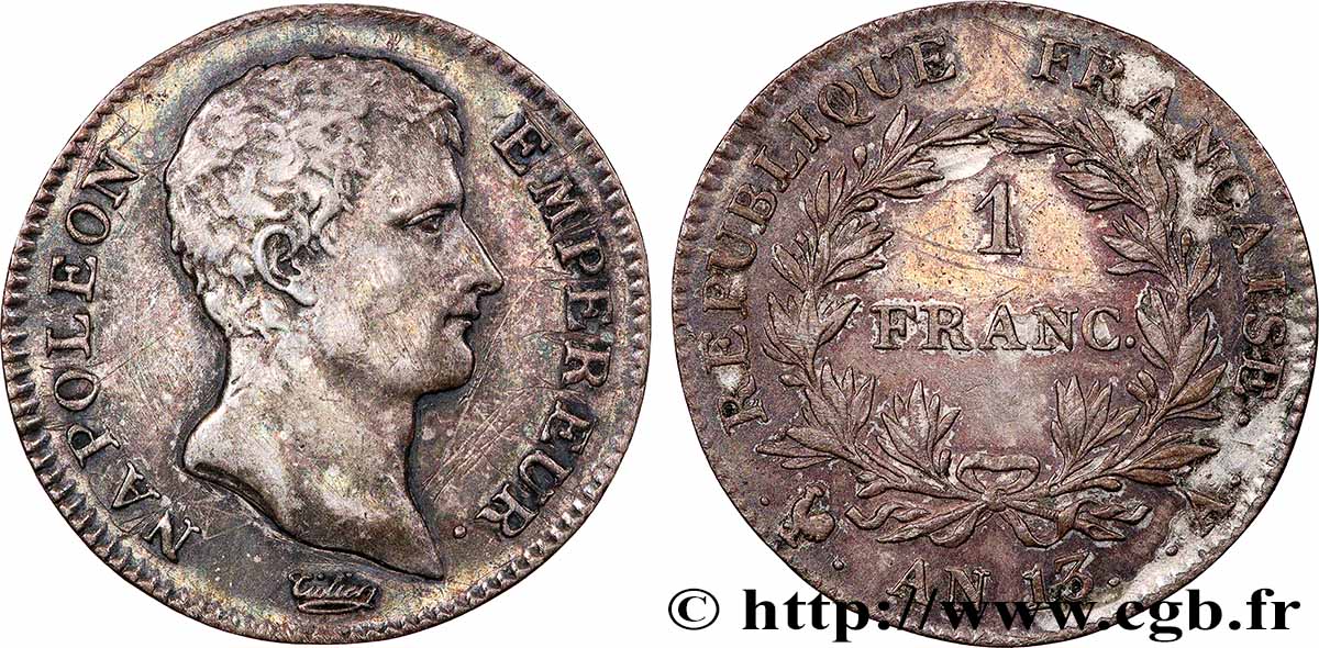 1 franc Napoléon Empereur, Calendrier révolutionnaire 1805 Paris F.201/14 BB 