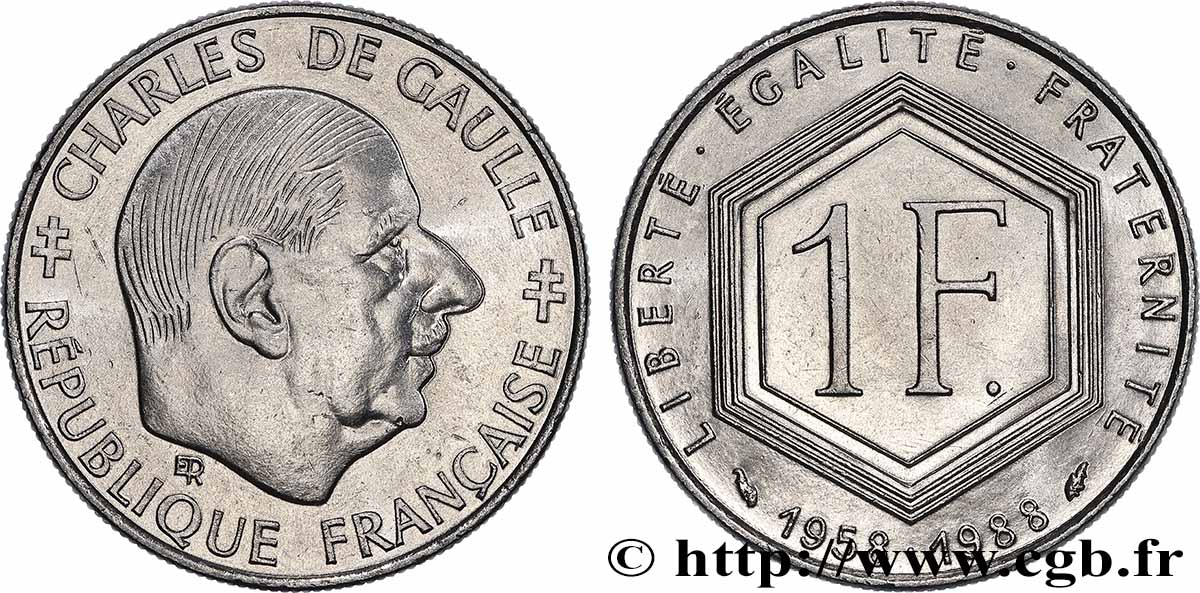 1 franc De Gaulle 1988  F.227/2 SPL+ 