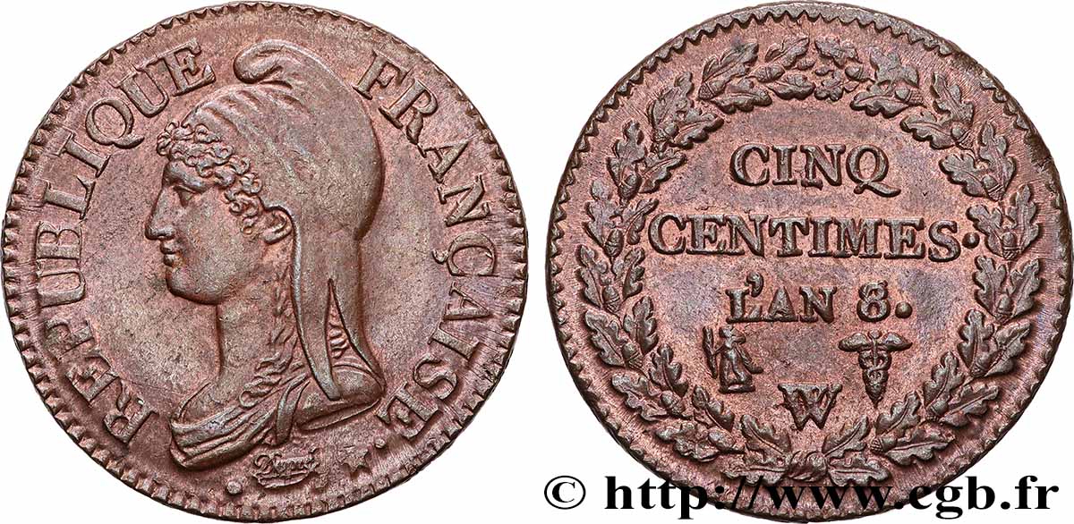 Cinq centimes Dupré, grand module 1800 Lille F.115/138 SPL 