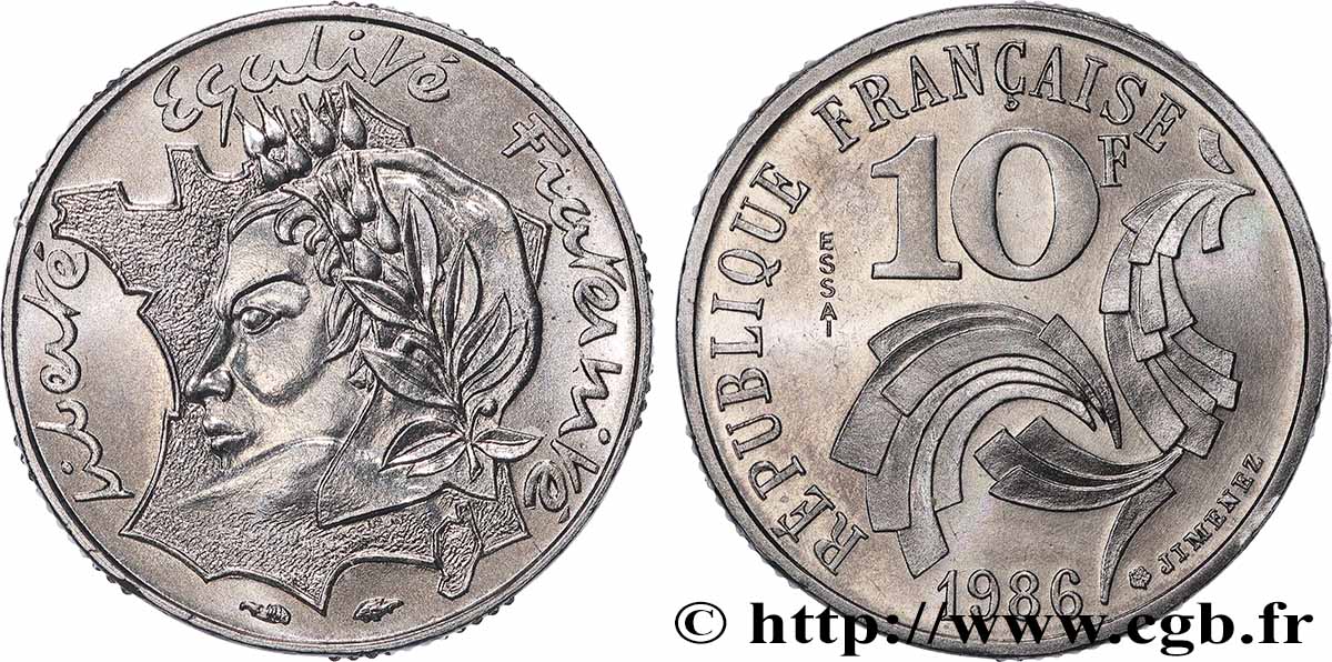 Essai de 10 francs Jimenez 1986 Pessac F.373/1 FDC 
