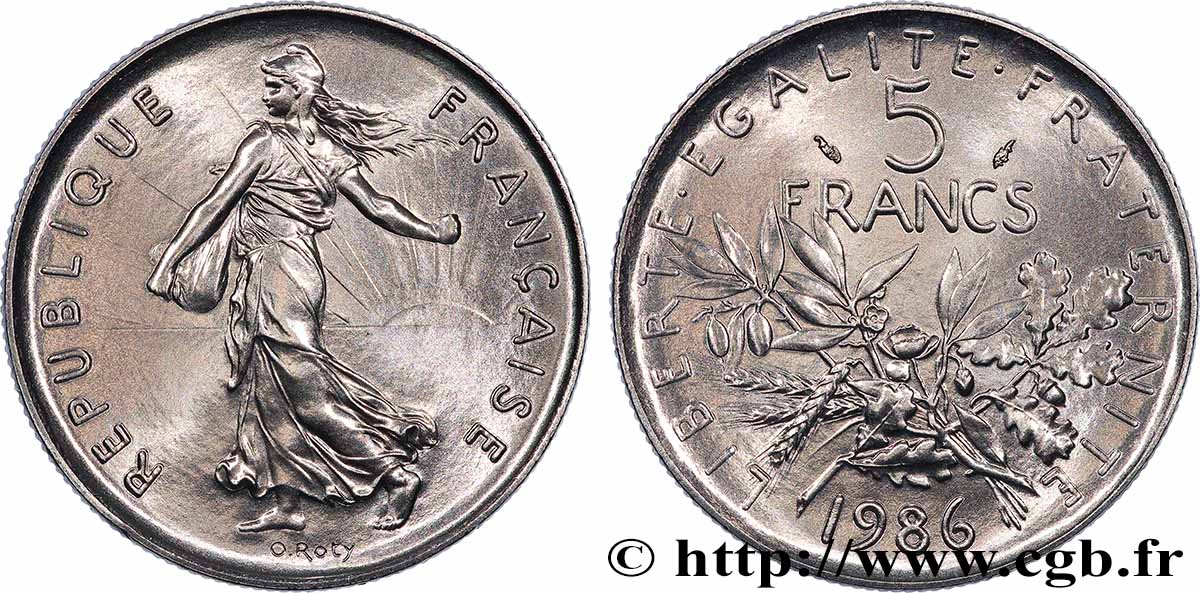 5 francs Semeuse, nickel 1986 Pessac F.341/18 FDC 