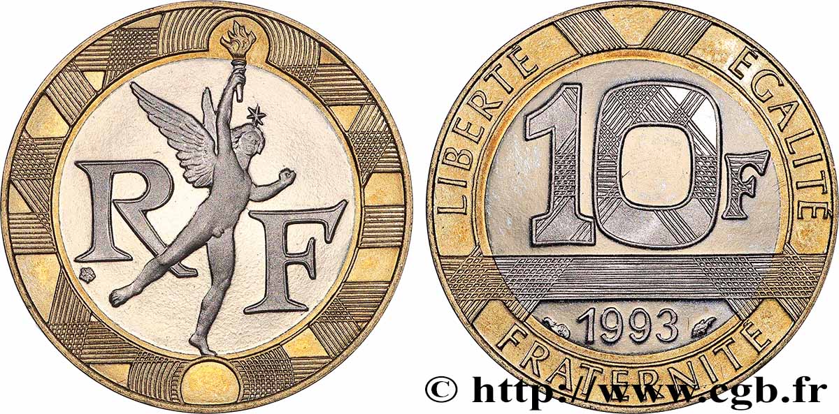 10 francs Génie de la Bastille, Belle Épreuve 1993 Pessac F.375/10 var. FDC 