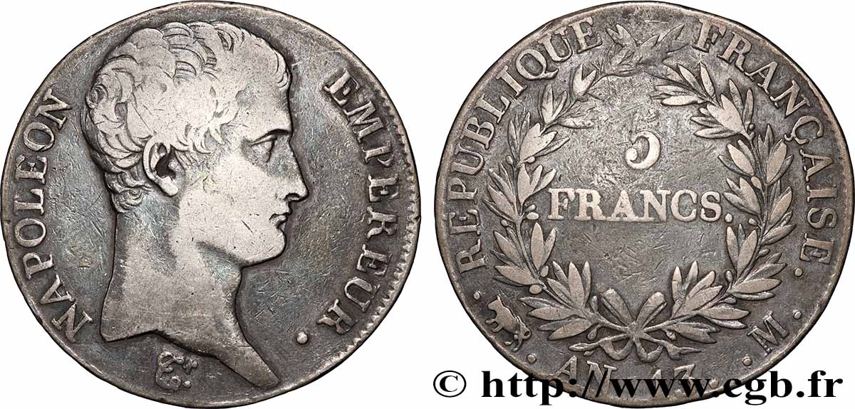 5 francs Napoléon Empereur, Calendrier révolutionnaire 1805 Toulouse F.303/13 S 