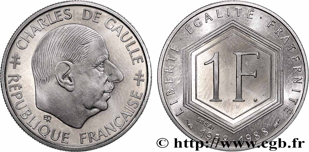 Essai de 1 franc De Gaulle 1988 Pessac F.227/1 SPL 
