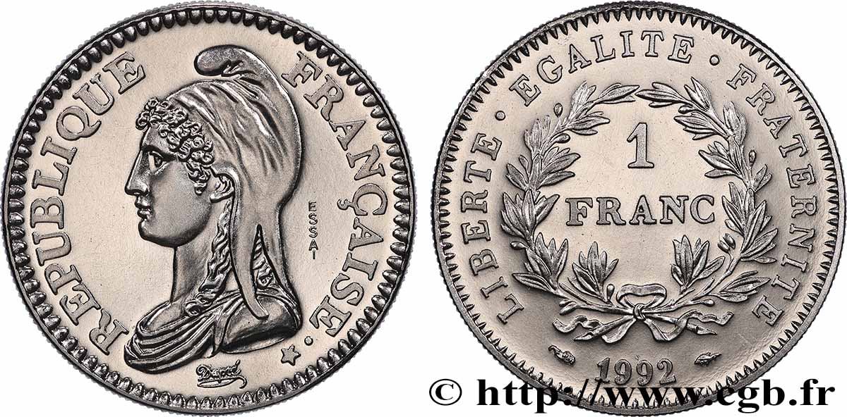 Essai de 1 franc République 1992 Pessac F.229/1 FDC 