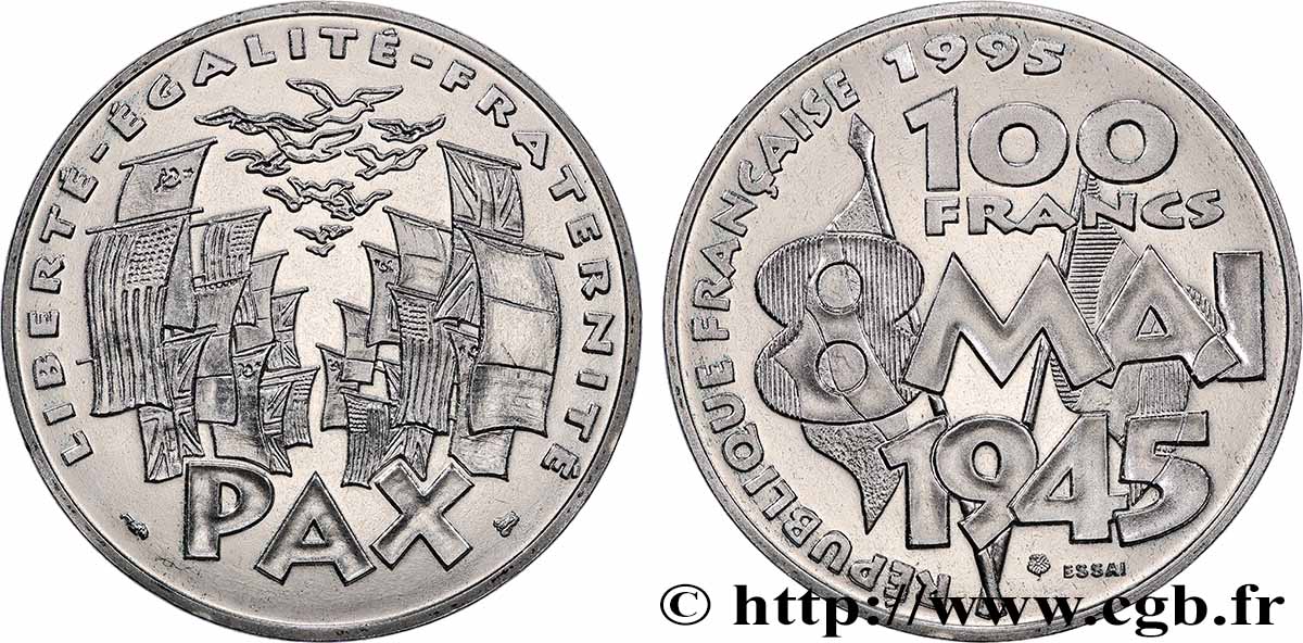 Essai de 100 francs 8 Mai 1945 1995 Pessac F.463/1 SPL 