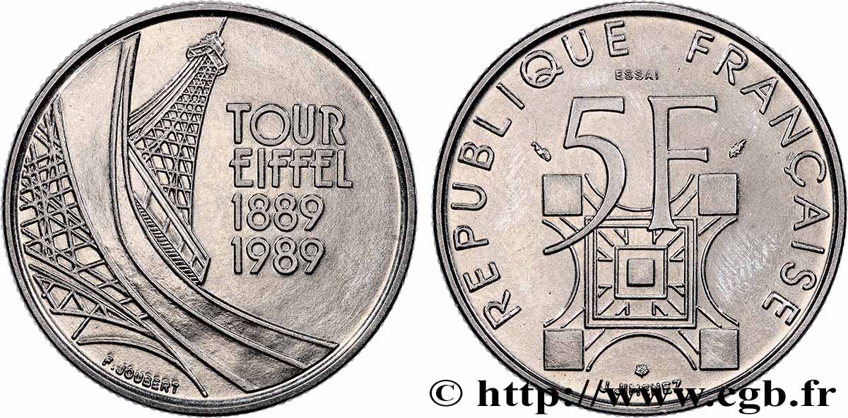 Essai de 5 francs Tour Eiffel 1989 Pessac F.342/1 SPL 