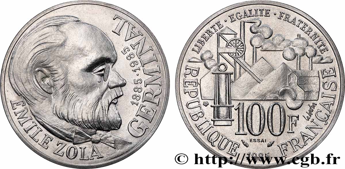 Essai de 100 francs Émile Zola 1985 Pessac F.453/1 FDC 