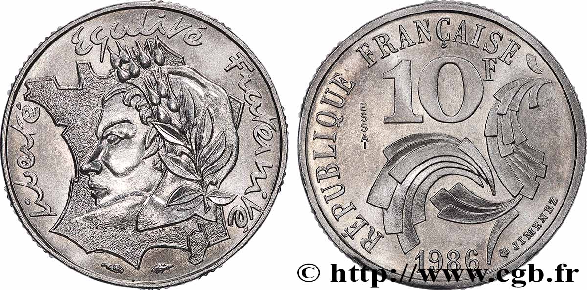 Essai de 10 francs Jimenez 1986 Pessac F.373/1 FDC 