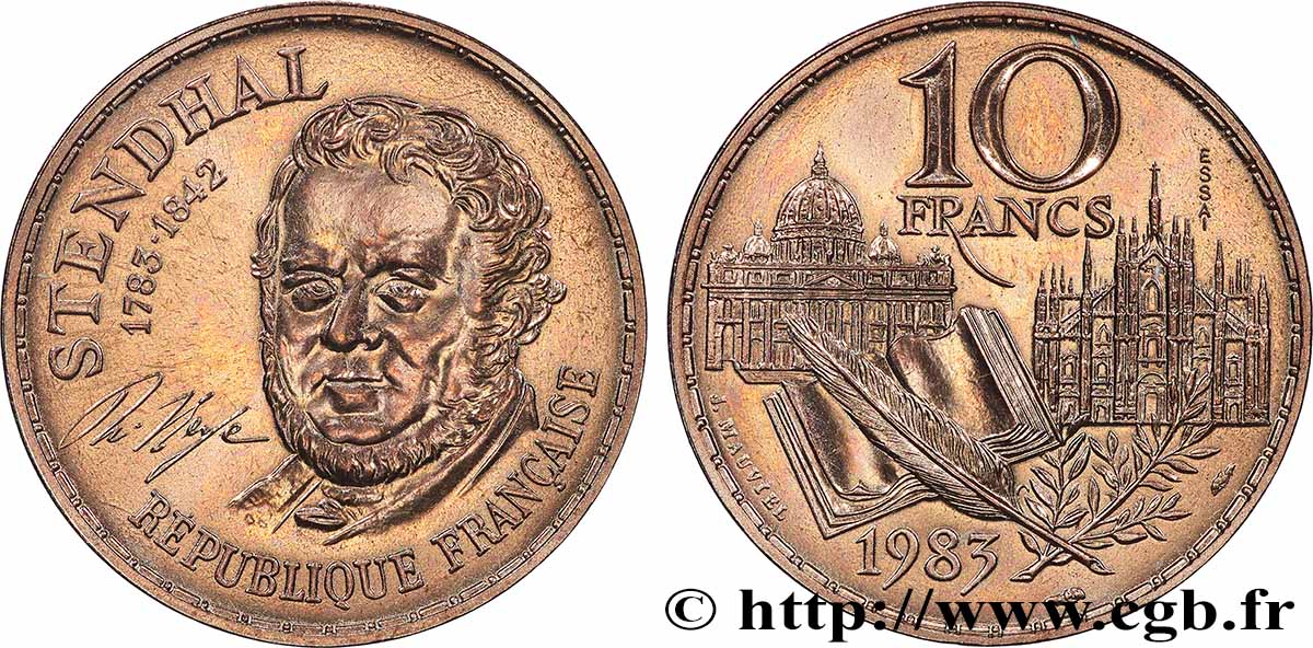 Essai de 10 francs Stendhal, Tranche A 1983 Pessac F.368/1 SPL 