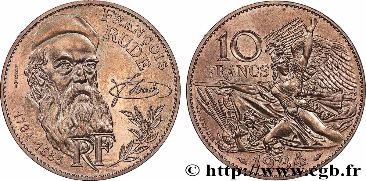 Essai de 10 francs François Rude, tranche B 1984 Pessac F.369/1 SUP+ 