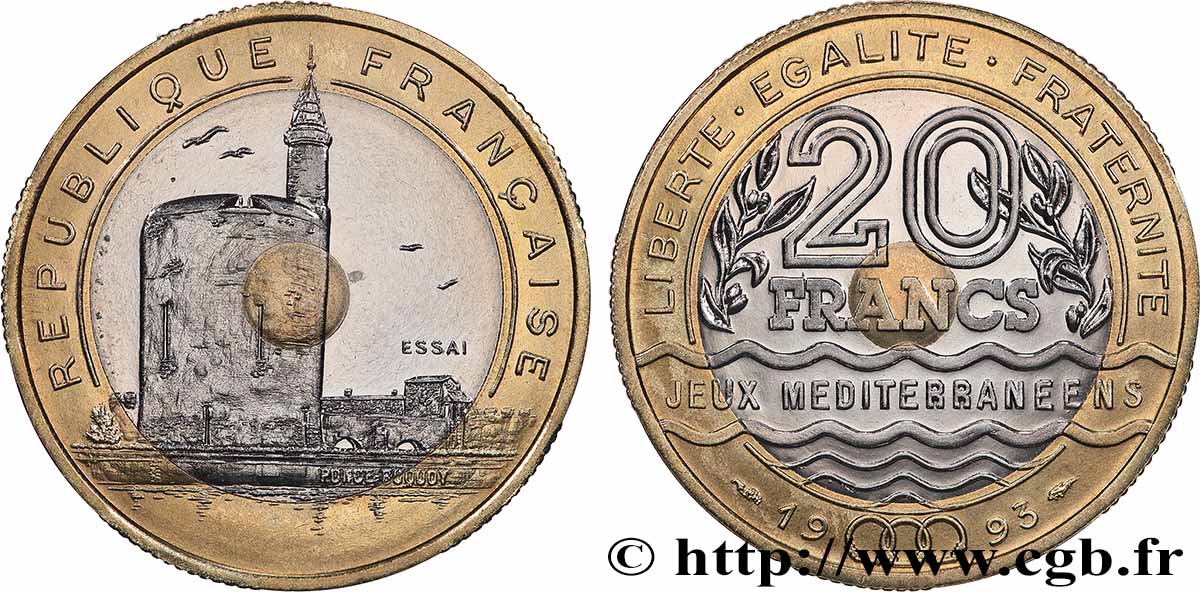 Essai de 20 francs Jeux Méditerranéens 1993 Pessac F.404/1 FDC 
