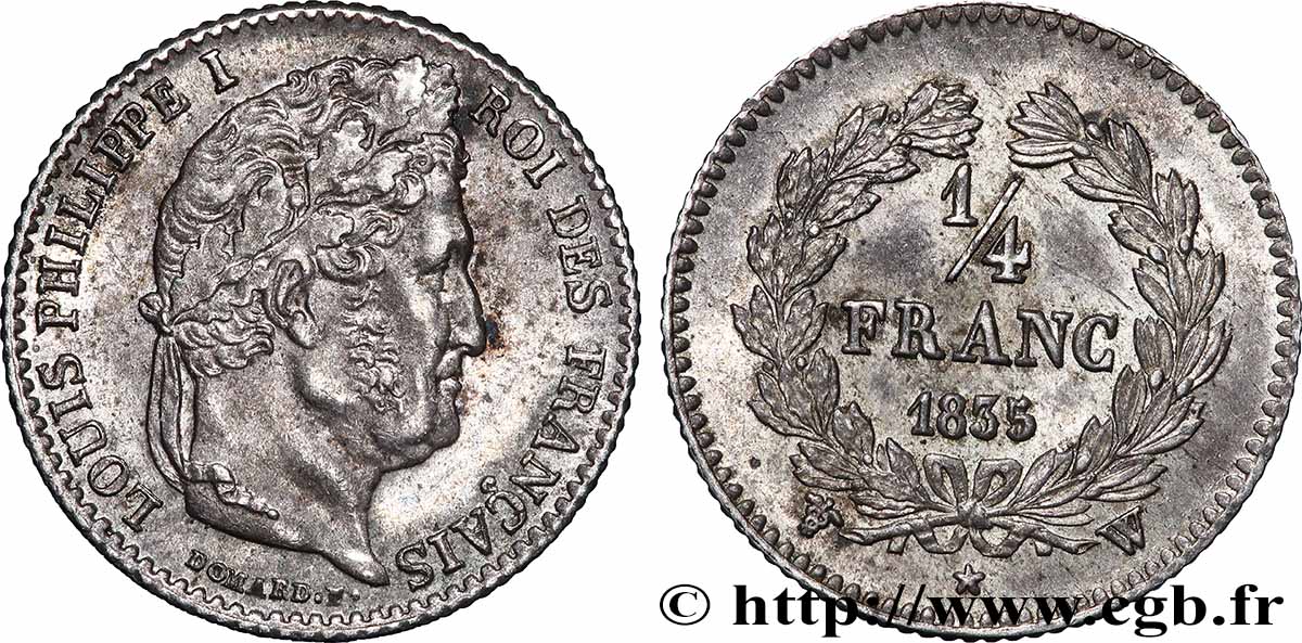 1/4 franc Louis-Philippe 1835 Lille F.166/57 TTB+ 