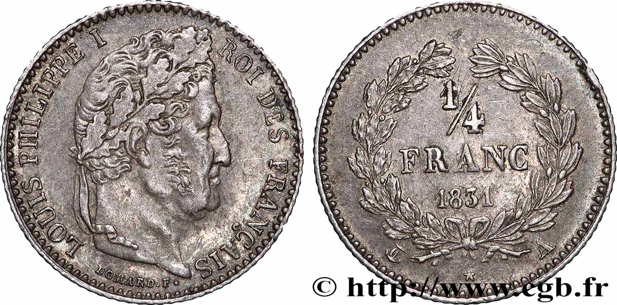 1/4 franc Louis-Philippe 1831 Paris F.166/1 TTB+ 