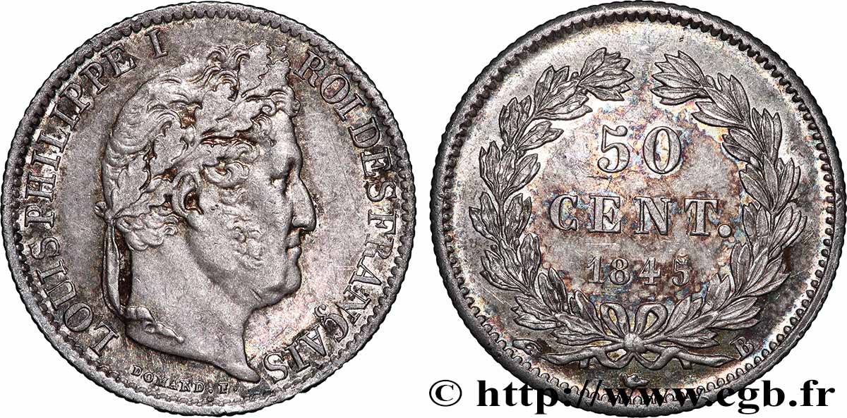 50 centimes Louis-Philippe 1845 Rouen F.183/1 SUP 