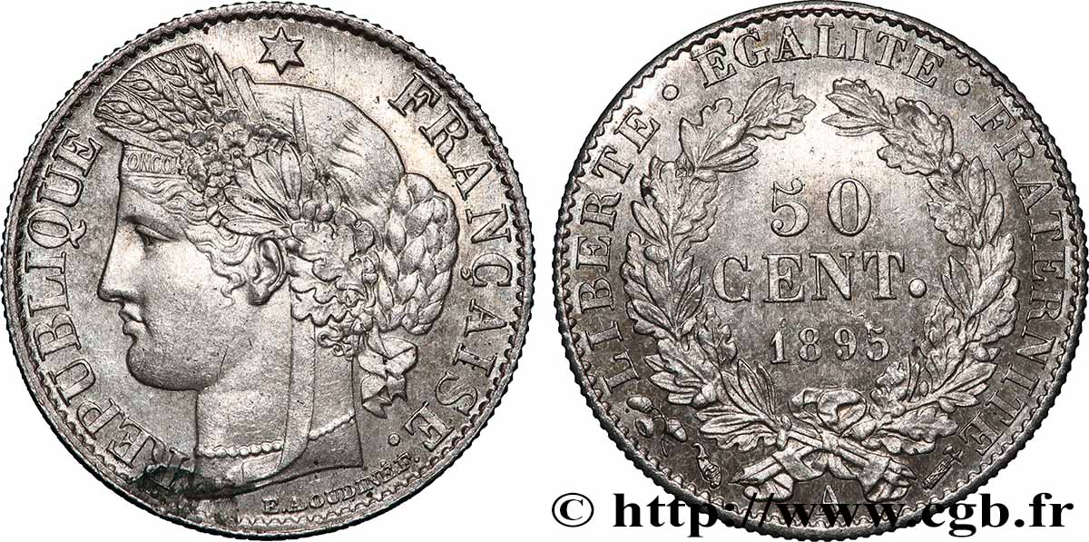 50 centimes Cérès, IIIe République 1895 Paris F.189/16 SUP+ 