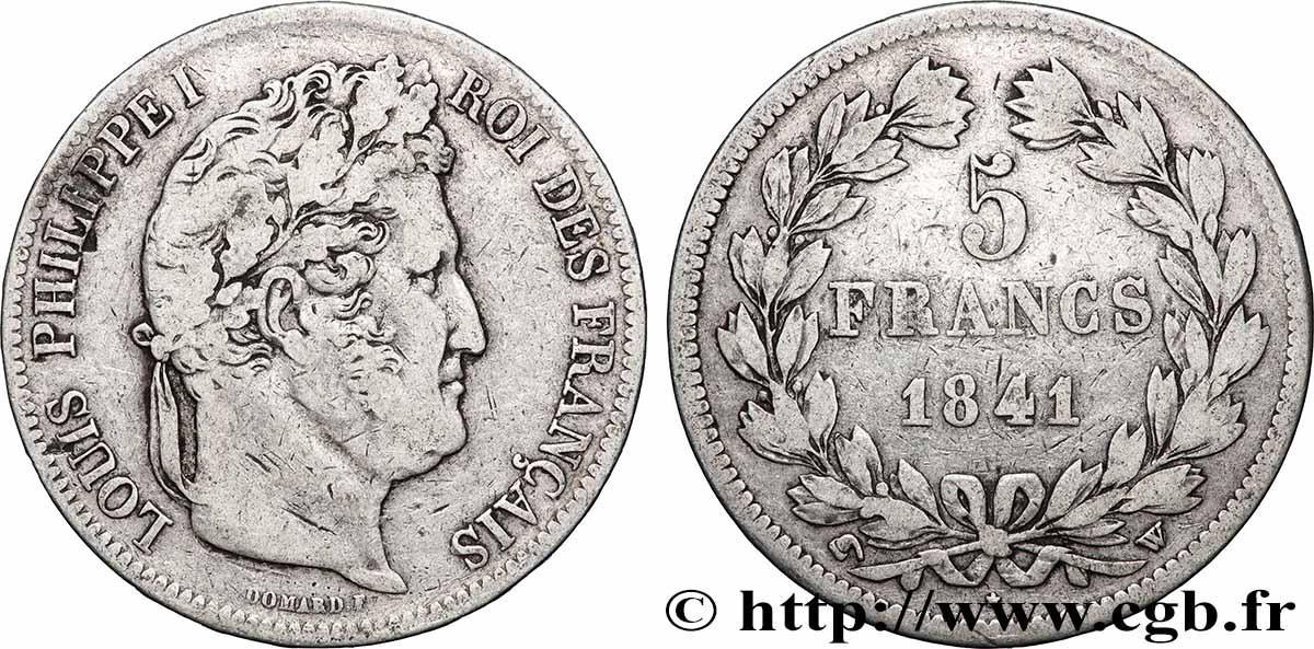 5 francs IIe type Domard 1841 Lille F.324/94 VF 