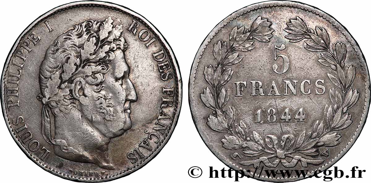 5 francs, IIIe type Domard 1844 Lille F.325/5 MBC 