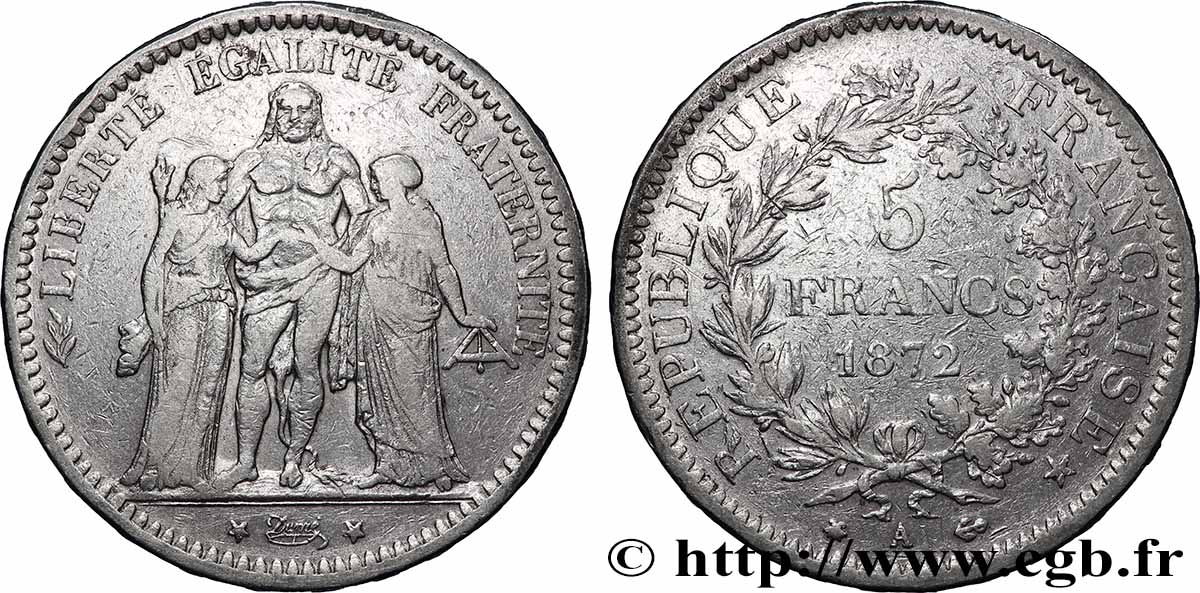 5 francs Hercule 1872 Paris F.334/6 TB 