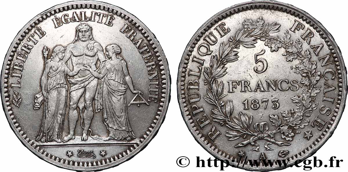 5 francs Hercule 1873 Paris F.334/9 TTB 