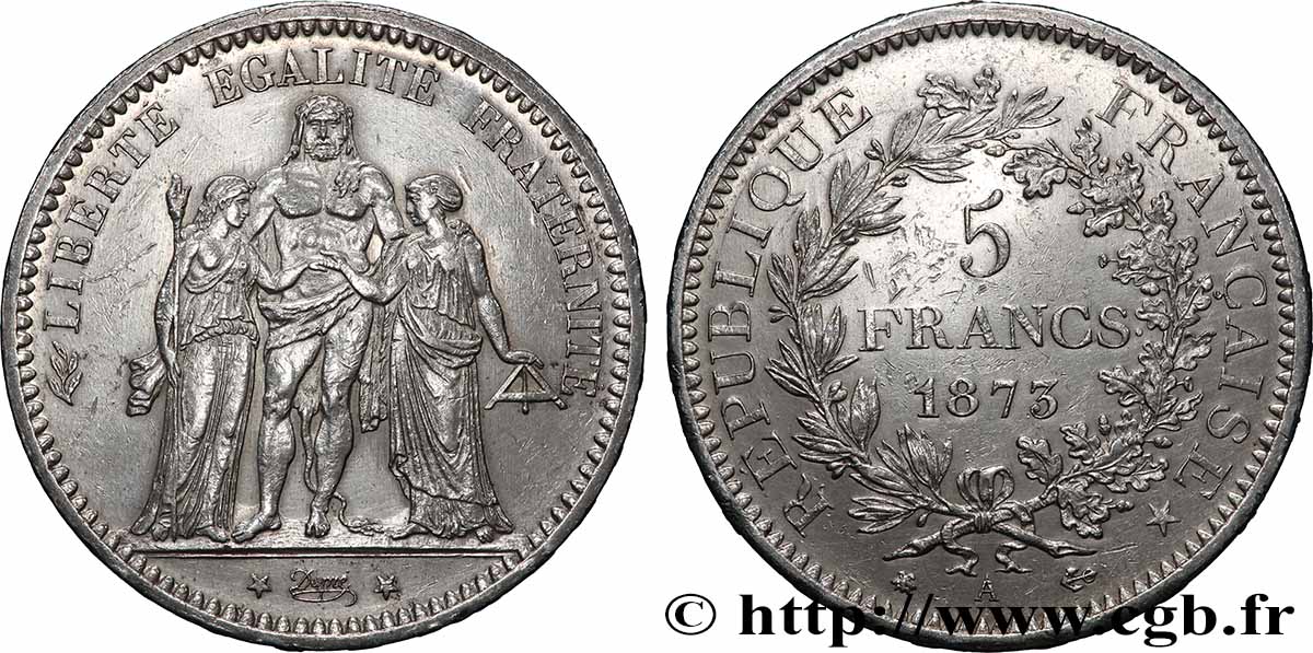 5 francs Hercule 1873 Paris F.334/9 TTB 