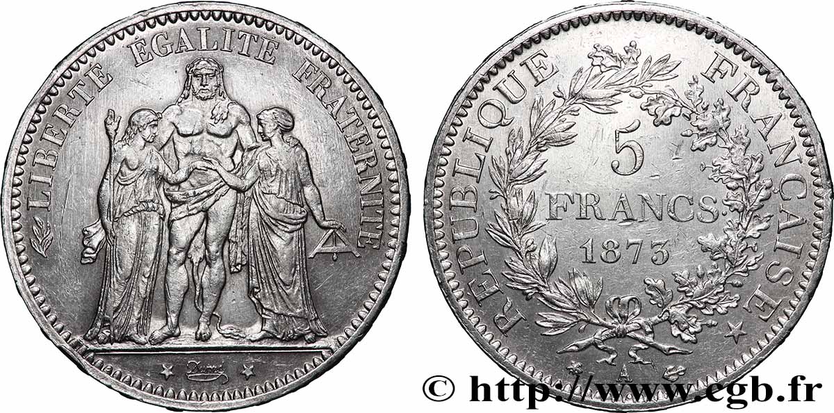 5 francs Hercule 1873 Paris F.334/9 TTB 