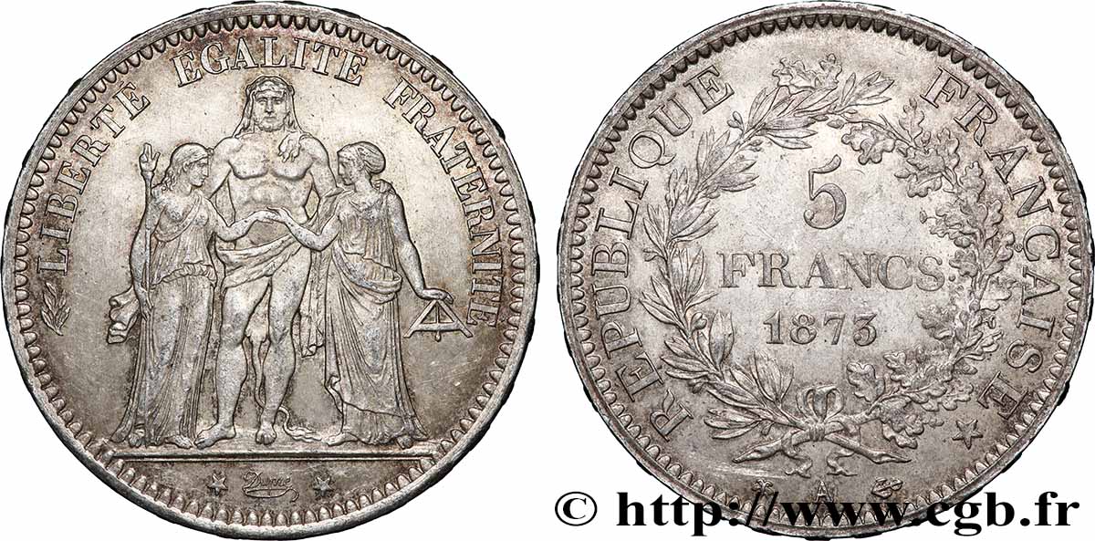 5 francs Hercule 1873 Paris F.334/9 TTB 