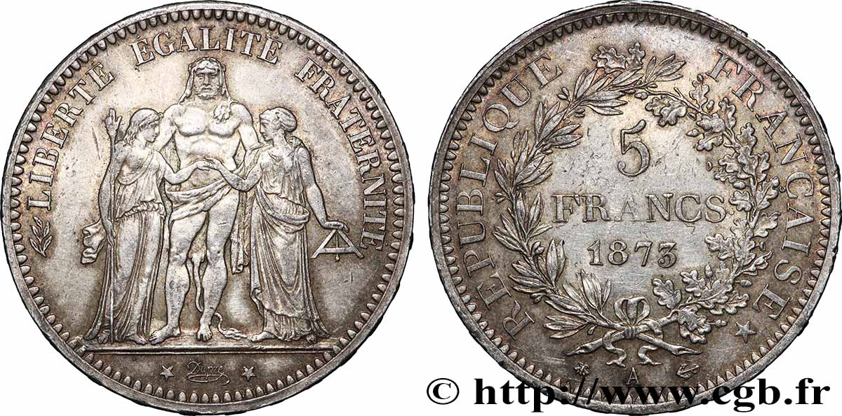 5 francs Hercule 1873 Paris F.334/9 TTB 