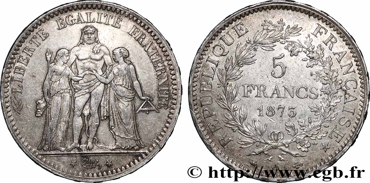 5 francs Hercule 1873 Paris F.334/9 TTB 