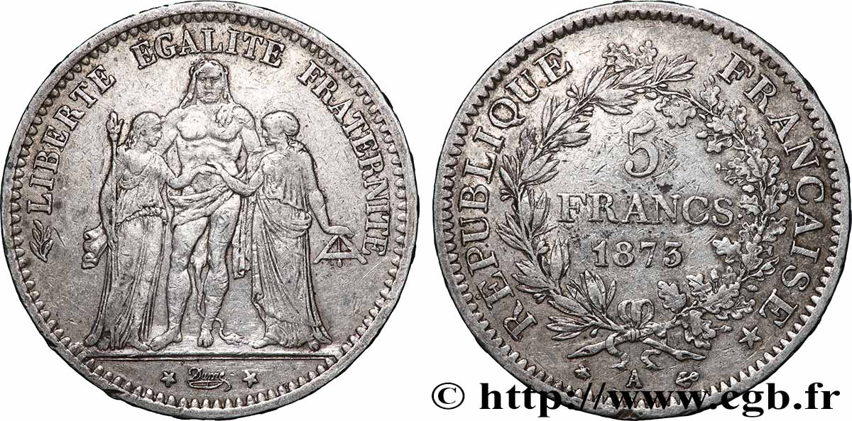 5 francs Hercule 1873 Paris F.334/9 TB+ 