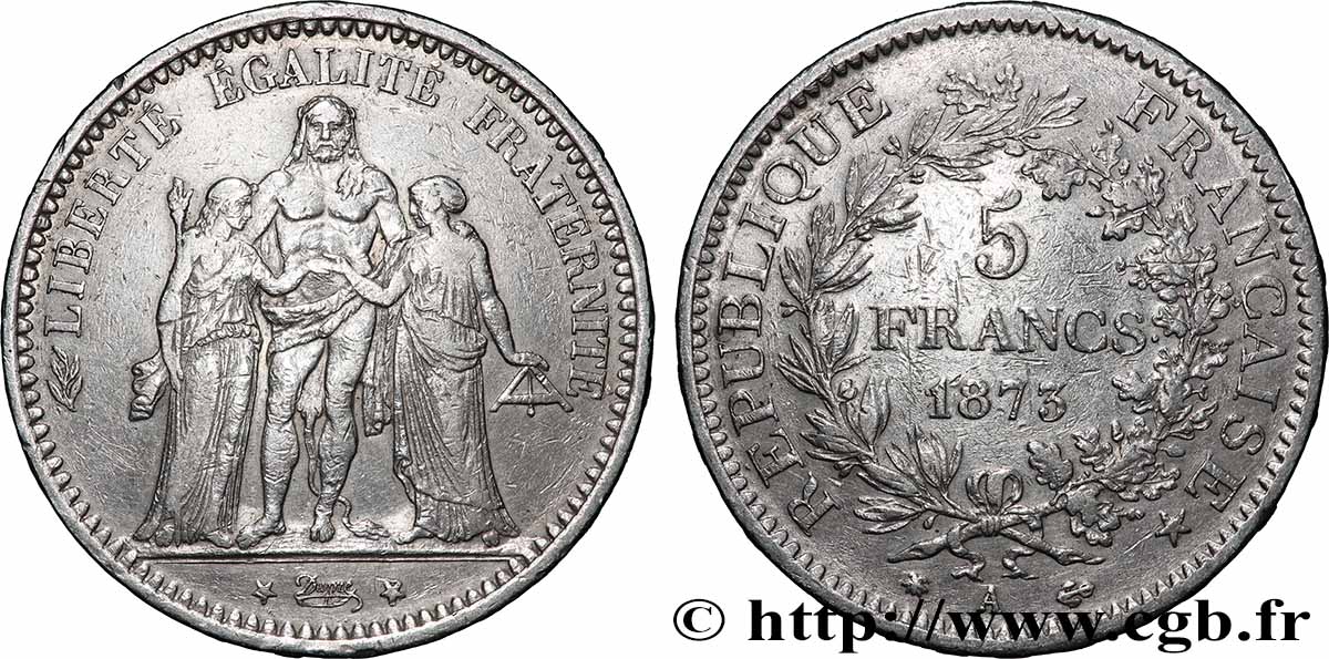 5 francs Hercule 1873 Paris F.334/9 TB+ 