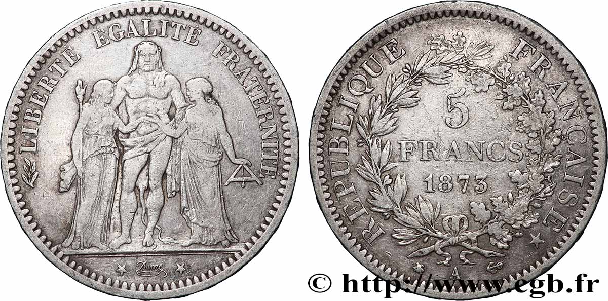5 francs Hercule 1873 Paris F.334/9 TB+ 